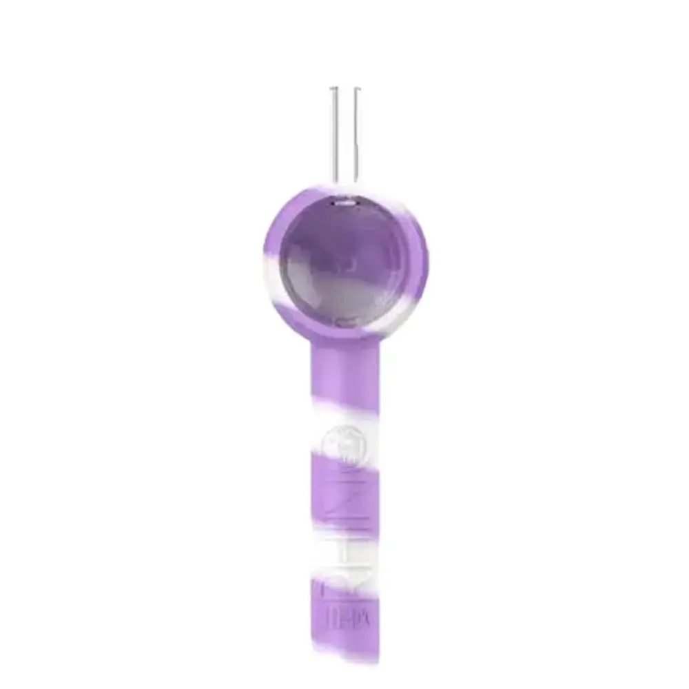 [Q-4026] WHITE RHINO HANDPIPE TO STRAW GLOW IN THE DARK (PURPLE WHITE)