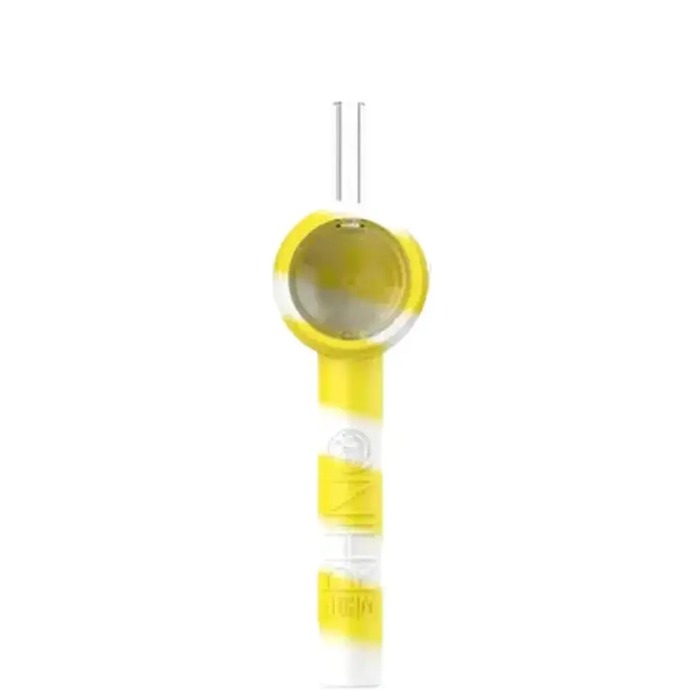 [Q-4027] WHITE RHINO HANDPIPE TO STRAW GLOW IN THE DARK (YELLOW WHITE)