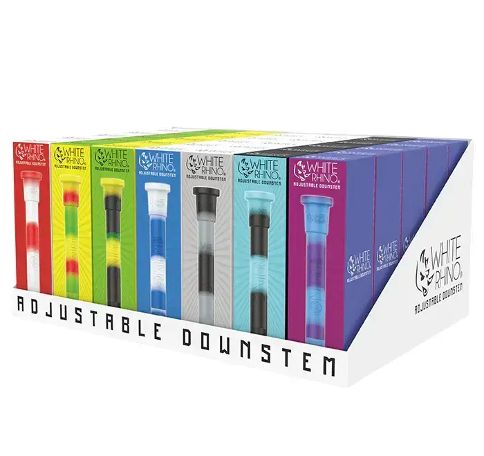 [Q-4037-02] WHITE RHINO SILICONE DOWNSTEM - 35 COUNT DISPLAY (original)