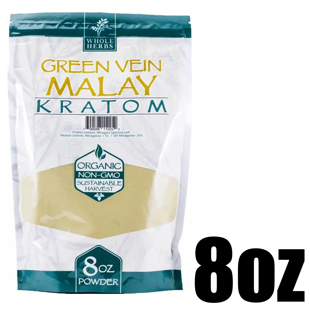 [Q-4055-03] WHOLE HERBS KRATOM POWDER 8OZ (Green Vein Malay)