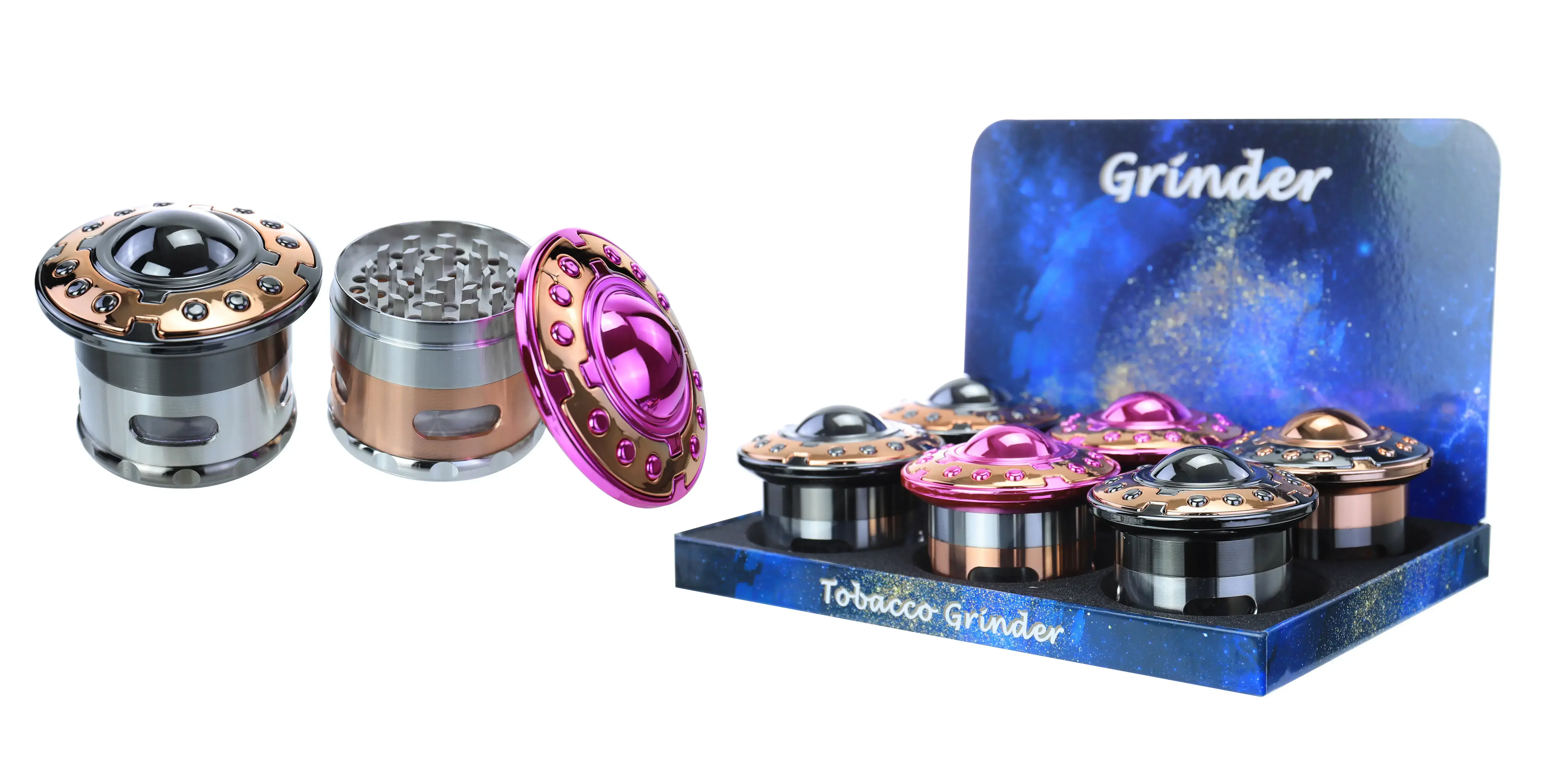 [T-1389-03] Clover Grinder Zinc Alloy 4 Part 6PC Display (GX-2464 64*67MM)
