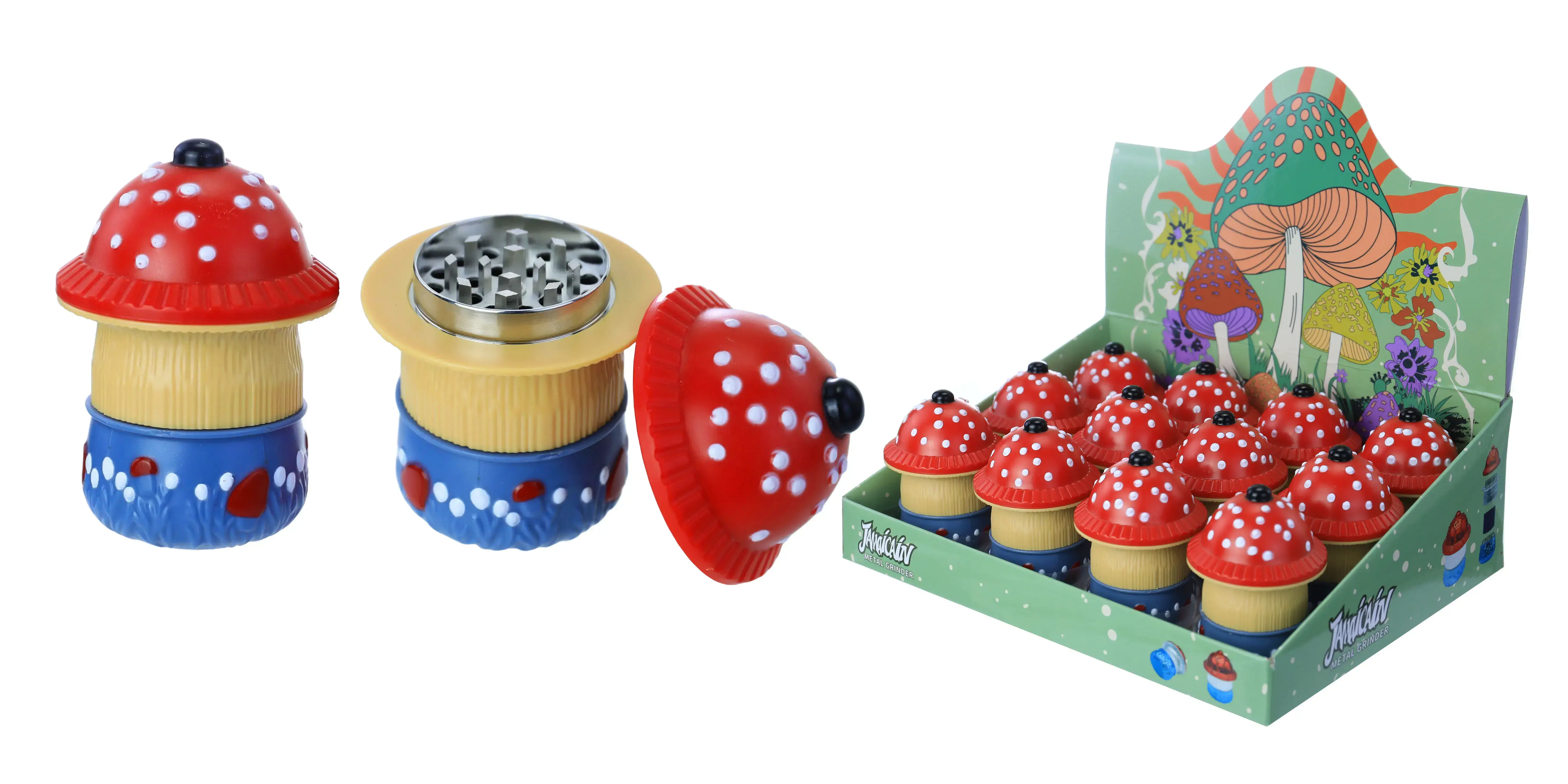 [T-1377-08] Clover Grinder Zinc Alloy  4 Part 6PC Display (GX-2484 59*84MM)