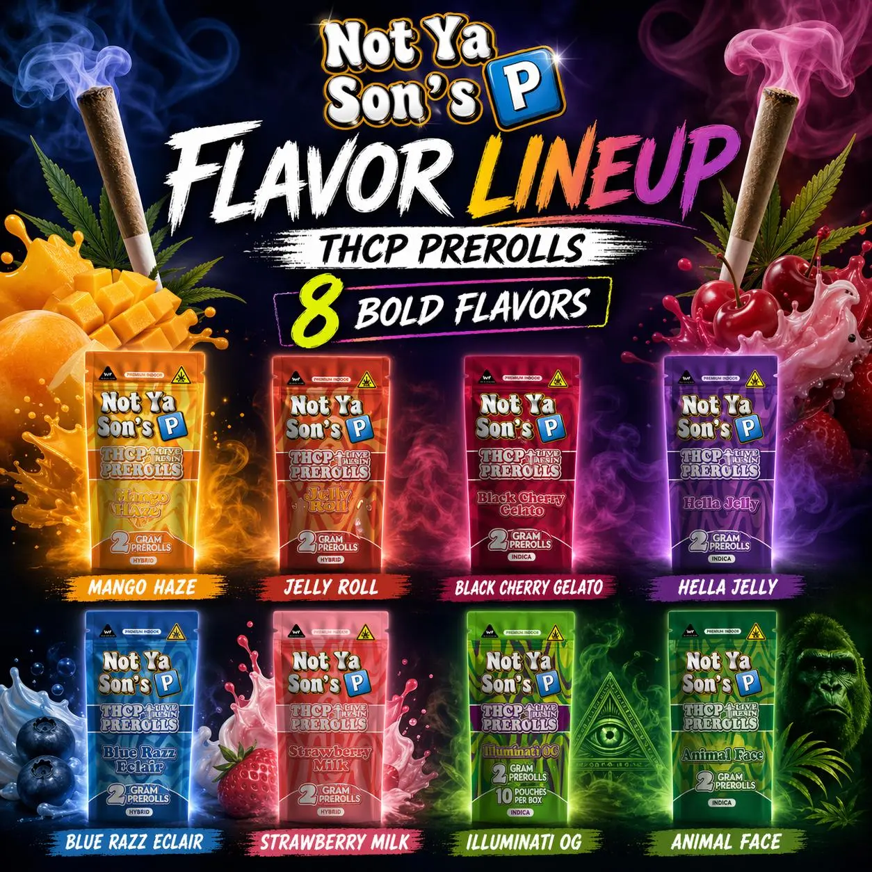 [10014-06] NOT YA SON P 2 THCP BLUNT 10PK DISPLAY (Animal Face (Indica))