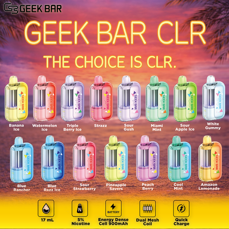 [A-0034-03] GEEK BAR CLR 50K PUFF 17ML 5PK (Miami Mint)