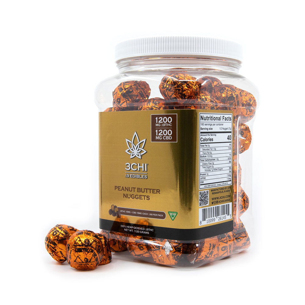 [T-1004] 3CHI DELTA 9:CBD 80CT PEANUT BUTTER 1200MG D9 1200MG CBD