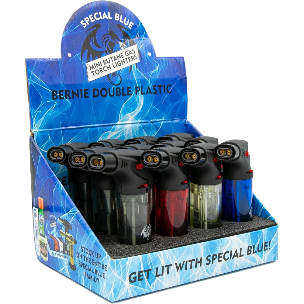 [Q-1369] BERRNIE DOUBLE PLASTIC LIGHTER DISPLAY 12PK