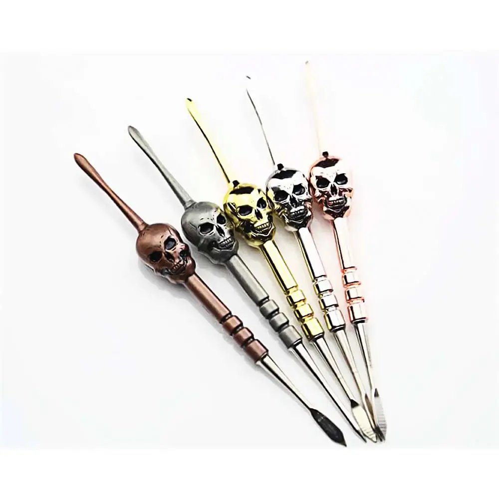 [Q-1760] DOUBLE SIDED SKULL METAL DABBER TOOL