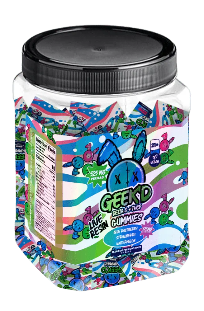 [Q-4807] Geek'D Assorted Gummy 40CT Jar D8+THCP