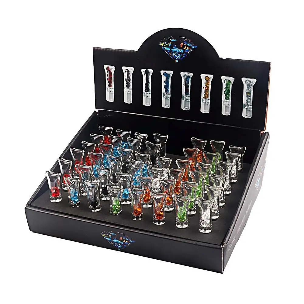 [Q-2203] GLASS BLUNT TIP WITH CRYSTAL