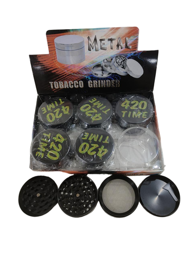 [Q-4923] Grinder Zinc 63MM Print On Lid 420 Time 6PK