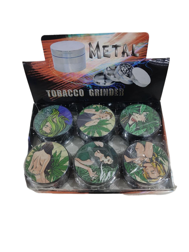 [Q-4932] Grinder Zinc 63MM Print on Lid Sexy lady 6PK