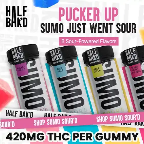 Half Bak'd D9 SUMO SOUR'D Gummies 25CT Per Jar