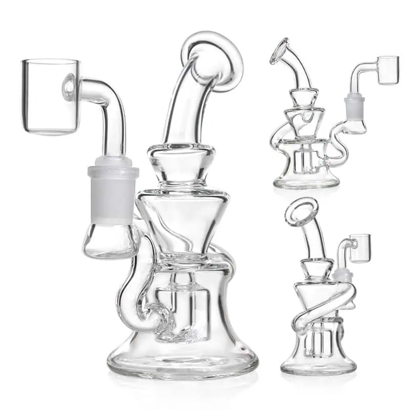 [Q-2433] HAND PIPE 5.5" MINI RIG RECYCLER HANDCRAFTED BOROSILICATE GLASS