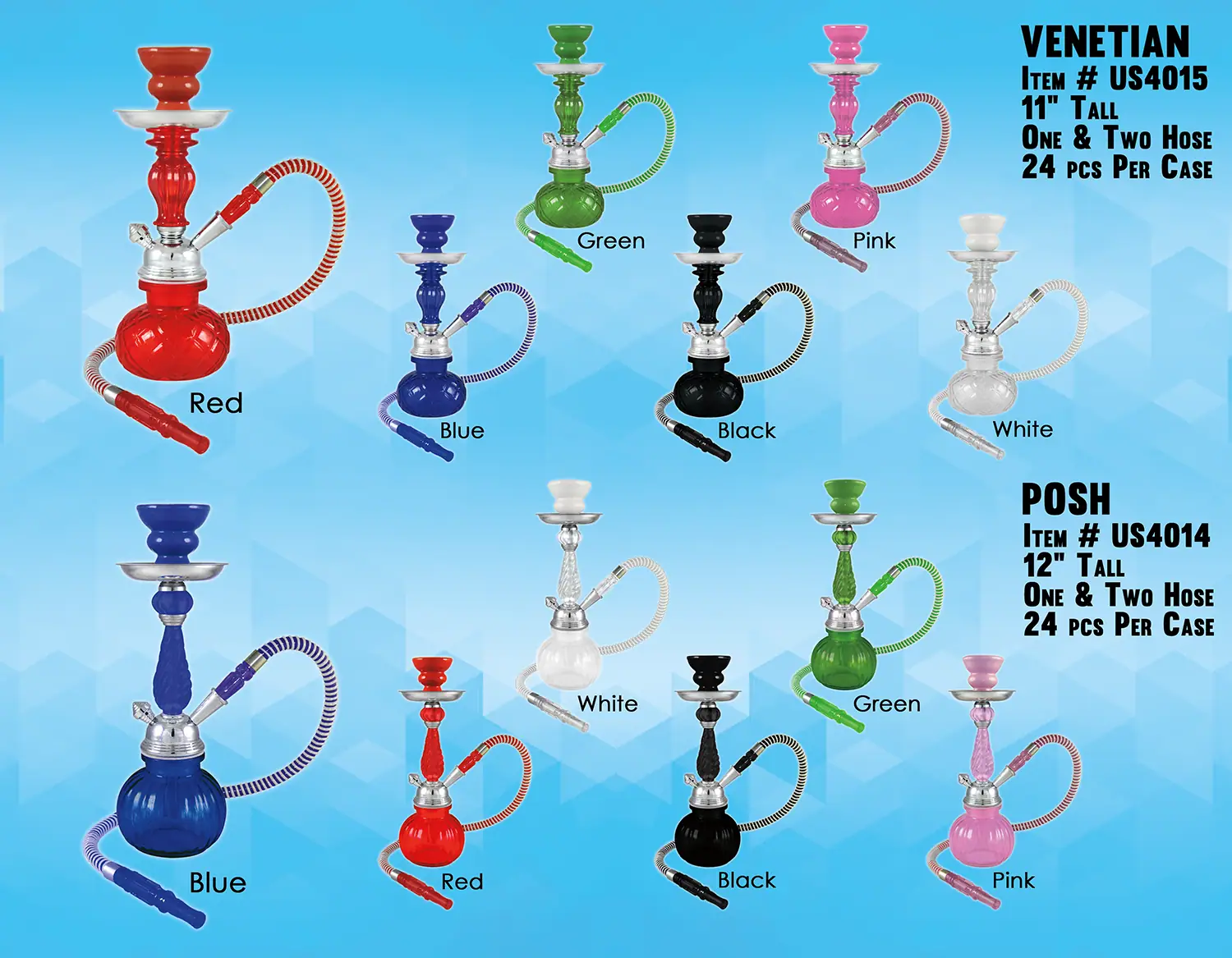 [Q-2569] HOOKAH 11" VENETIAN 1 HOSE PREMIUM BOX