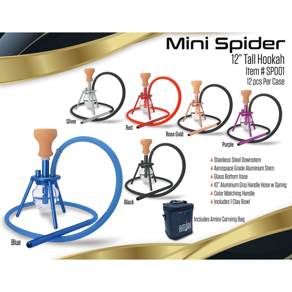 [Q-2579] HOOKAH B.Y.O. 12" AMIRA SPIDER HOOKAH 1 HOSE AMIRA CARRYING BAG