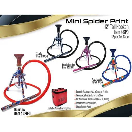 [Q-2580] HOOKAH B.Y.O. 12" AMIRA SPIDER HOOKAH PRINT DESIGN 1 HOSE AMIRA CARRYING BAG