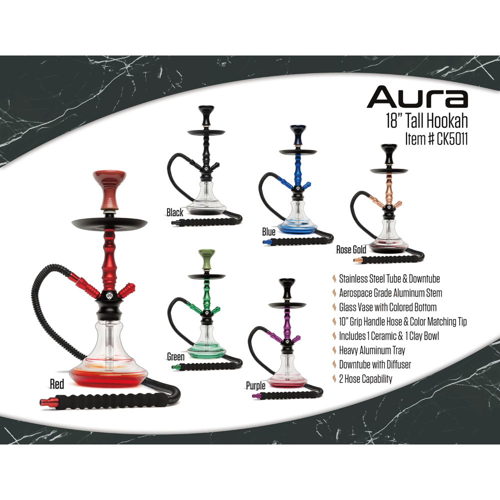 [Q-2582] HOOKAH B.Y.O. 18" AURA CLICK TECHNOLOGY 1 HOSE