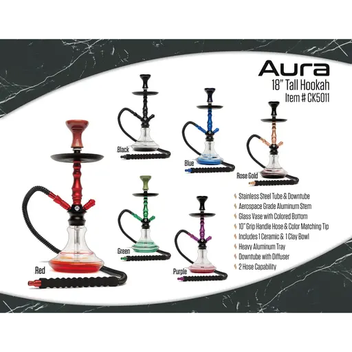 [Q-2582] HOOKAH B.Y.O. 18" AURA CLICK TECHNOLOGY 1 HOSE
