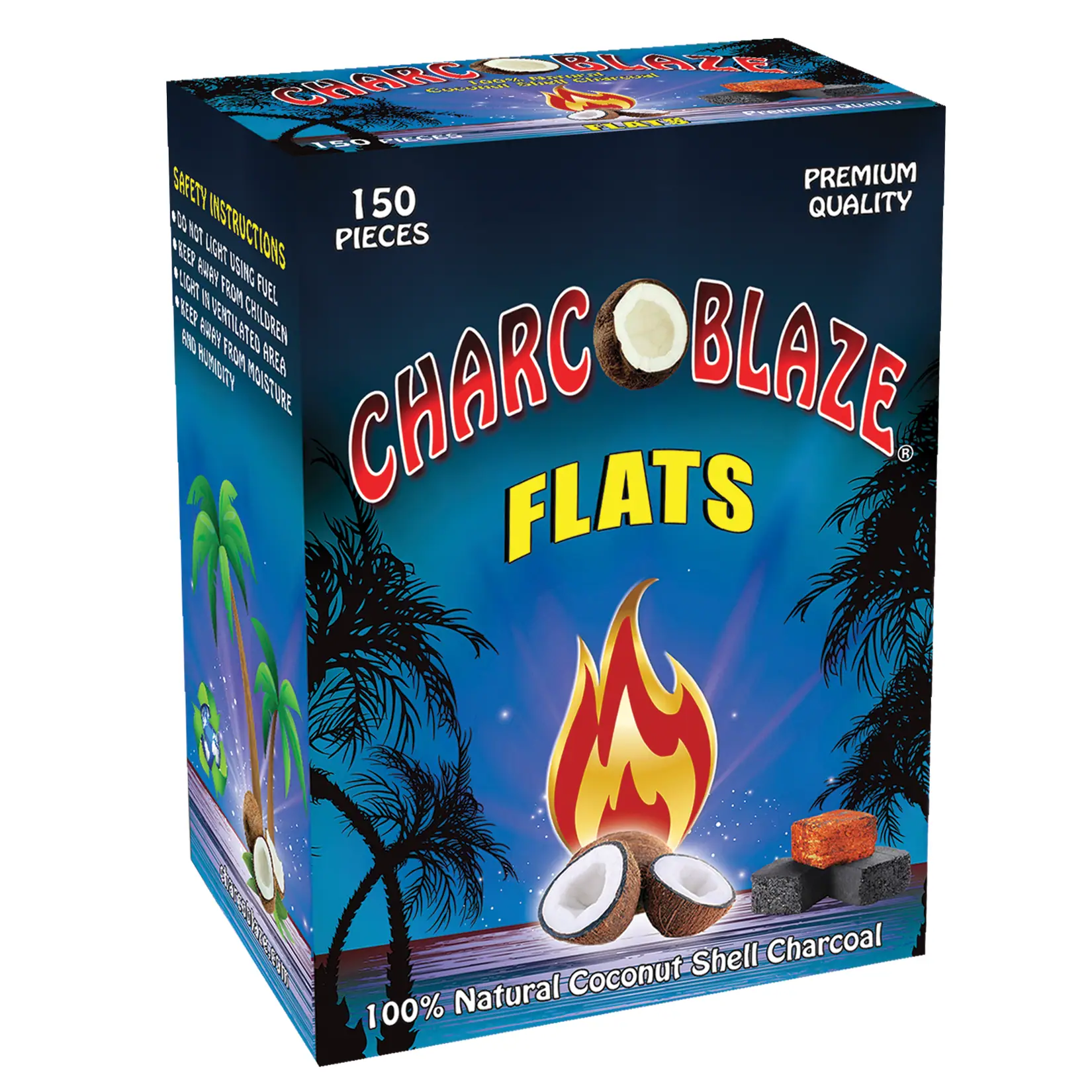 [Q-2605] HOOKAH CHARCOAL 150 PCS. FLAT CHARCOBLAZE COCONUT SHELL 1.5 KG BOX