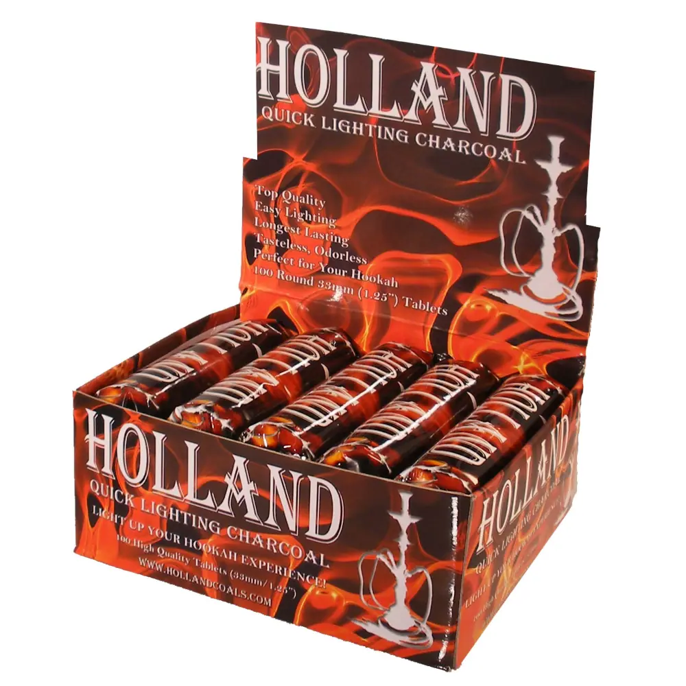 [Q-2608] HOOKAH CHARCOAL HOLLAND 33MM, 10 ROLLS OF 10 TABLETS