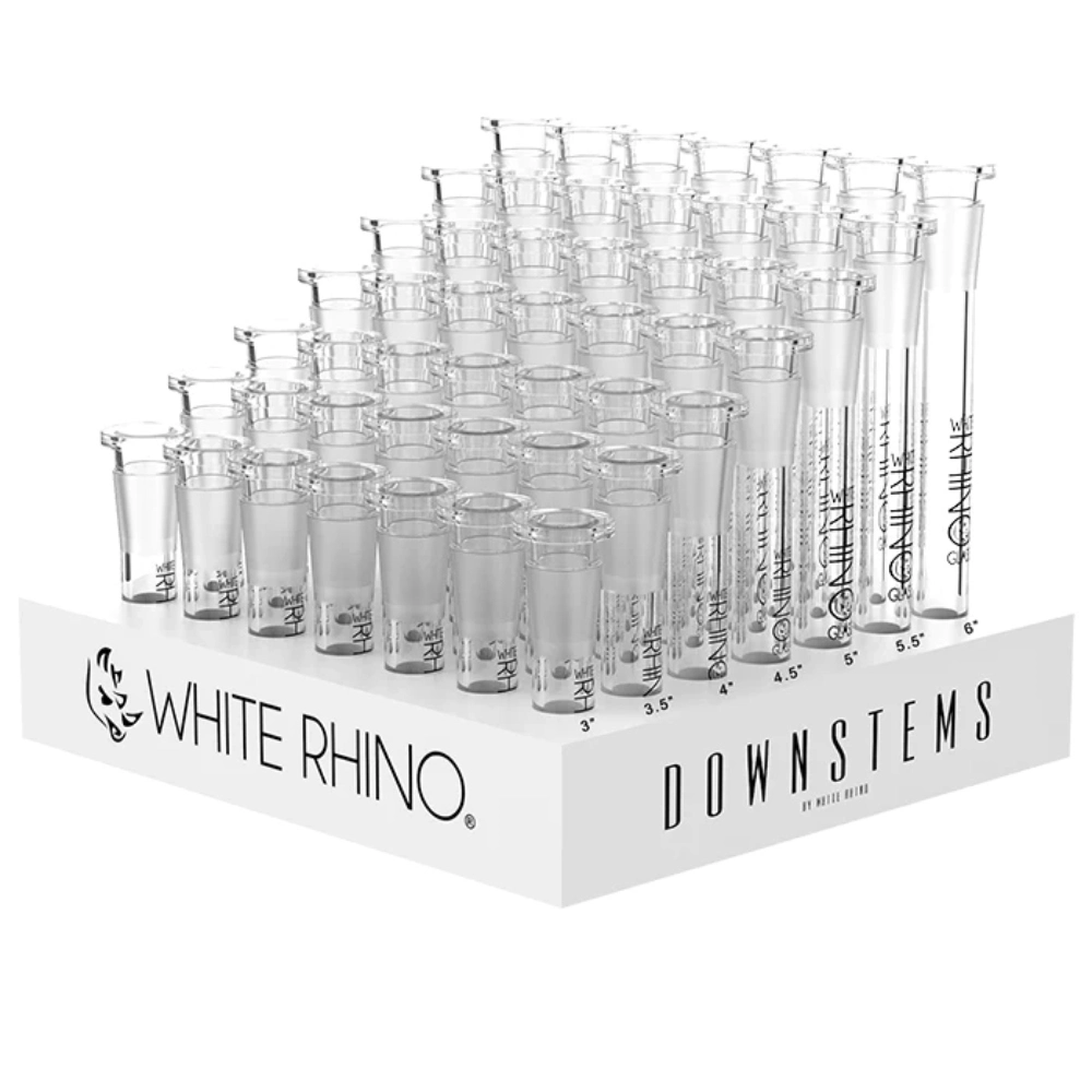 [Q-4010] WHITE RHINO 19/14 GLASS ON GLASS DOWNSTEM - 49 COUNT DISPLAY