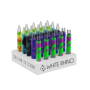 [Q-4866] WHITE RHINO CHILLUM TO STRAW Original Pyrex 25CT